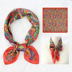 2/$30 Vibrant Paisley Silk Satin Scarf Large Square Bandana Neck Head Tie Bag